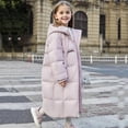 thumbnail image 5 of NAISIBABY Girls Puffer Coat, Zipper Windproof Hooded Thicken Over Knee Length Winter Snow Parka with Pockets Purple 13T, 5 of 6