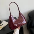 thumbnail image 2 of Bolso Media para Mujer Bolso Mano Informal Charol Bolso Comprador para Niña (rojo Vino), 2 of 9