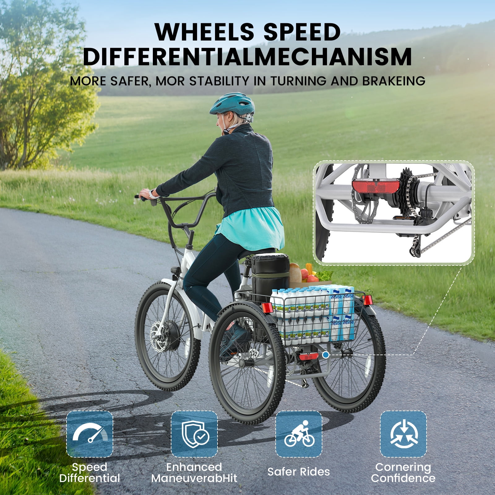 ANCHEER Electric Tricycle for Adults,24" Folding Electric Trike,3 Wheels Electric Bicycle Bikes,350W Step-Thru Etrike with 48V/499Wh Removable Battery,15.5MPH & 55Miles Electric Bike UL2849