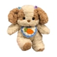 thumbnail image 4 of 11.81 Inch Floppy Ear Patch Puppy Stuffed Animal, Crochet Carrot Bib Plush Dog Toy with Flower Hair Clips for Gift & Home Decor, 4 of 9