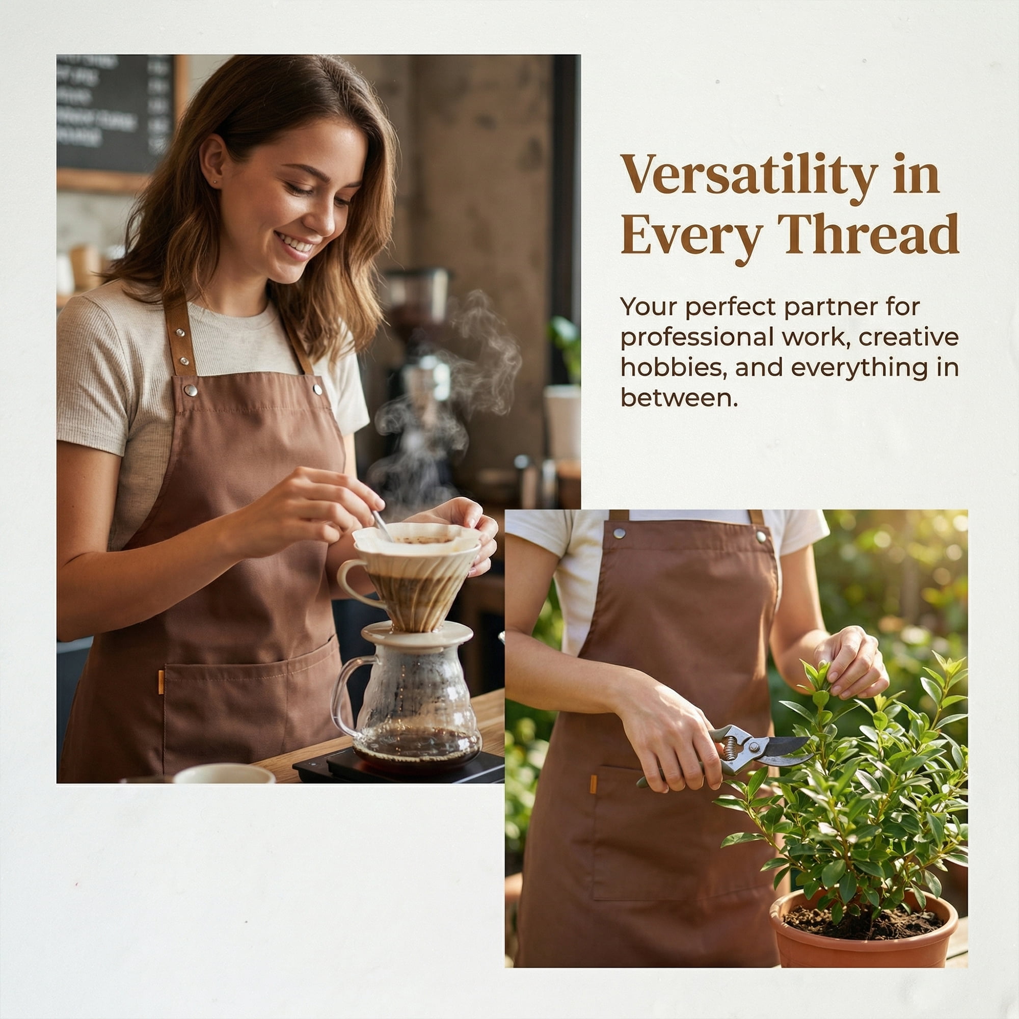Unique Bargains Waterproof Long Waist Cooking Kitchen Apron with Pockets 26.4x29.1in Brown