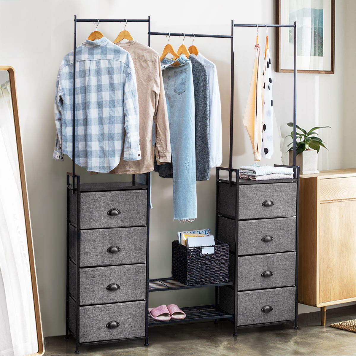 Bedroom with Shoe Racks Shelf, Storage Organizer 8 Drawer Dresser –