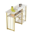 thumbnail image 1 of Marbled Nail Tech Desk | Open Shelves & Salon Storage | Professional Manicure Station, 1 of 8