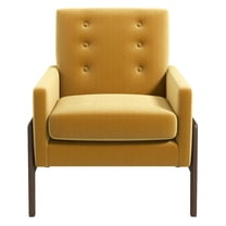 Steven Mid-Century Modern Tufted Yellow Velvet Accent Armchair