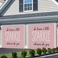thumbnail image 3 of Pink Garage Door Cover Banner 7 x 16 FT, She Leaves A Little SPARKLE Wherever She Goes Garage Door Curtains Backdrop with Grommets for Indoor Outdoor Wall Party Porch Yard Decorations Background, 3 of 9