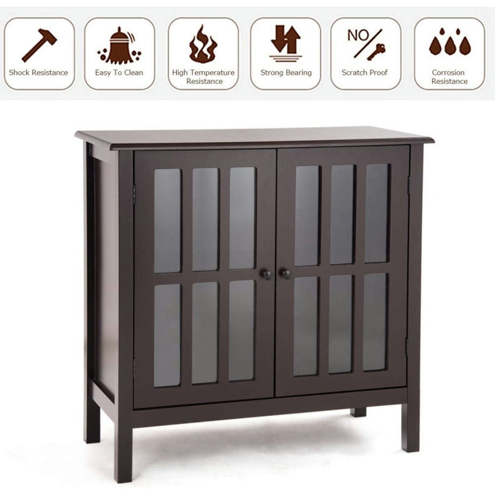 Finihen Kitchen Storage Cabinet, Buffet Sideboard, Glass Door Sideboard Console Storage Buffet Cabinet, for Dining Room, Kitchen, Living Room, Brown Finihen Kitchen Storage Cabinet, Buffet Sideboard, Glass Door Sideboard Console Storage Buffet Cabinet, for Dining Room, Kitchen, Living Room, Brown