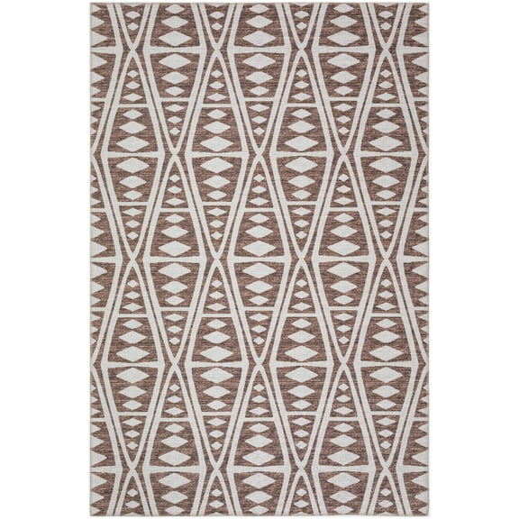 Yuma Indoor/Outdoor Brown Southwestern Diamond 5' x 7'6" Non-Skid Area Rug