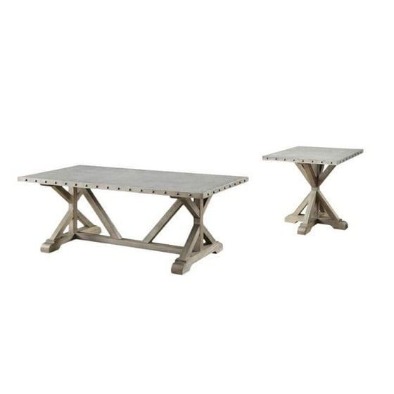 2 Piece Coffee Table Set With And End In Driftwood Finish