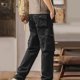 thumbnail image 4 of Pantalones largos para hombre, cintura elástica, transpirables, cómodos, suaves, informales, de playa, de poliéster, 4 of 5