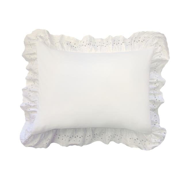 Fresh Ideas Bedding Eyelet Ruffled Pillow 2 Pack Sham Standard Ivory 
