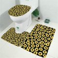 thumbnail image 2 of Black Sunflower Pattern Bathroom Rugs Sets 3 Piece,Toilet Cover Set,Absorbent Non Slip Bathroom Mats Sets with U-Shaped Contour Rug Toilet Rug Set, 2 of 5