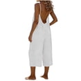 thumbnail image 2 of HongQid Women Jumpsuits Sleeveless Casual Wide Legs Backless Rompers Loose Overall with Pockets, 2 of 6