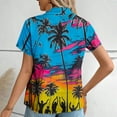 thumbnail image 4 of Hawaiian Shirts for Women Basic Collared Tee Shirt Coconut Palm Hawaii Style Tunic Blouses Button Down Short Sleeve Blouses Summer Beach Shirt Tropical Shirts Loose Flowy Cardigan, 4 of 6