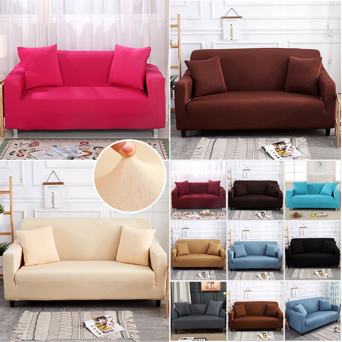 Details about   Washable Soild Color Sofa Slipcover Soft With Elastic Spandex Fabric 1-4 Seater 
