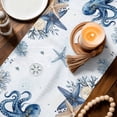 thumbnail image 3 of Blue Octopus Coastal Table Runner 72 Inches, Beach Starfish Nautical Coral Botanical Bed Runner Dresser Scarves Tabletop for Indoor Outdoor Parties/Ceremony/Banquet, 14" x 72", 3 of 9