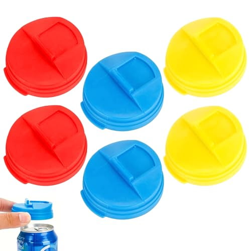 Soda Can Lids,6 Pcs Can Covers For Soda Soda Can Lids To Keep Carbonation Reusable Suitable For Standard Soda Beer Juice And Beverage Can Storage (Red Blue Yellow)
