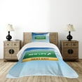thumbnail image 4 of Ambesonne Urban Quilted Bedspread Set 2 Pcs, New Life Concept, Twin Size, Blue Green Yellow, 4 of 5