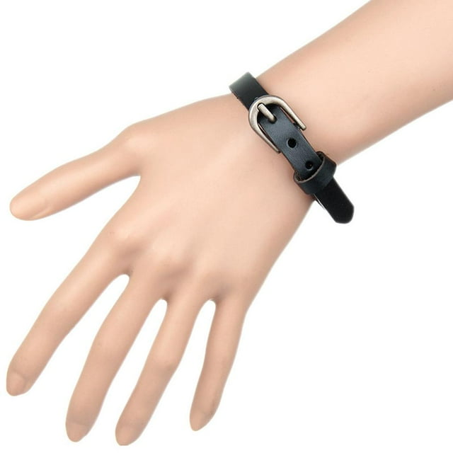 Brazalete de cuero Hugo Punk Biker Negro