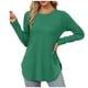 thumbnail image 1 of Túnica de manga larga con cuello redondo y abertura lateral para mujer - Camisa básica informal de corte holgado, 1 of 8