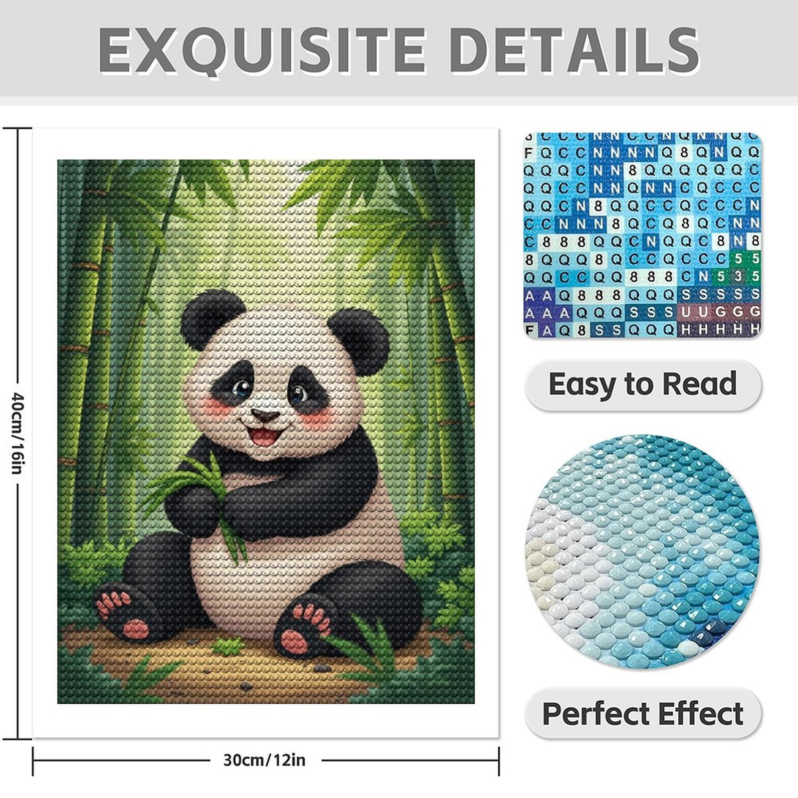 Diamond Art Kit for Adults, Cute Panda Playing Forest Diamond