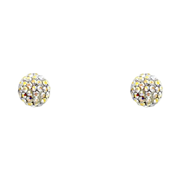 14k Yellow Gold R-crystal Ball Stud With Screw Back Earrings Ball Earring for Women