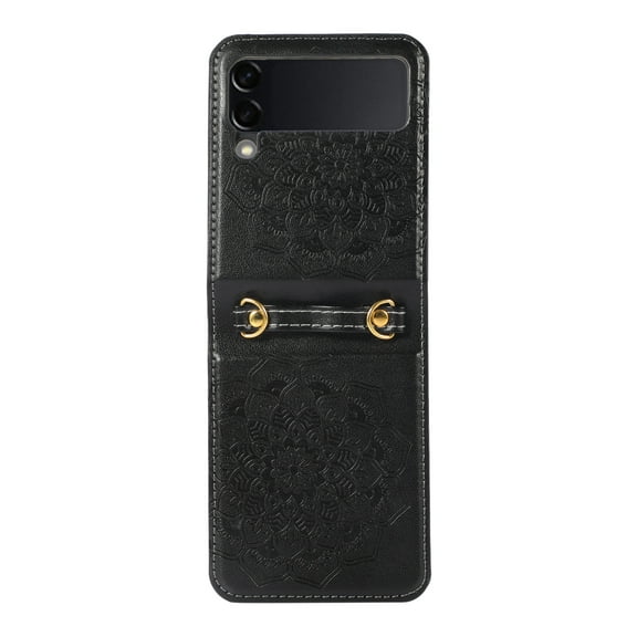 For Samsung Galaxy Z Flip 6 Case Embossed Design Vegan Leather Phone Cover
