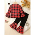 thumbnail image 5 of Baby Girls Clothing Sets 0-3 Mos Clearance Baby Clothes Under $5.00 Girls Suit Santa Claus Plaid Color Matching Bell Bottom Pants Two Piece Suit Christmas Holiday, 5 of 7