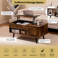 thumbnail image 5 of CRXX Lift Top Coffee Table, Modern Cocktail Table with Hidden Compartment, Open Shelf & Cabinet, Wooden Flip Top Center Table, Pull up Coffee Table for Home Office, Living Room (Rustic Brown), 5 of 10