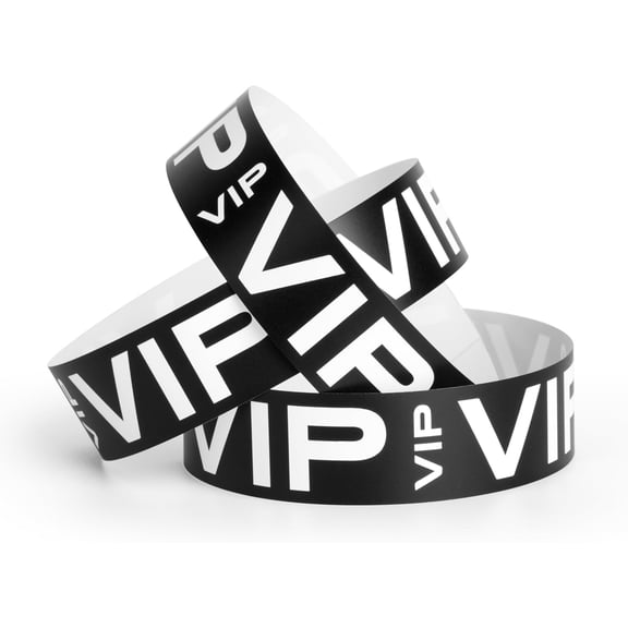 500 VIP Wristbands for Events | Party Wristbands for Events, Concerts, Night Club, Bottle Service | Black & White Waterproof Vinyl VIP Wrist Bands for Parties