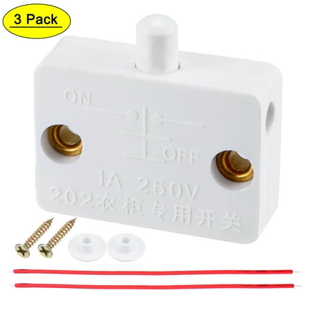 

Uxcell Lamp Switch AC 250V 1A Normally Closed Door Wardrobe Touch with Wires for Household Furniture White 3 Set