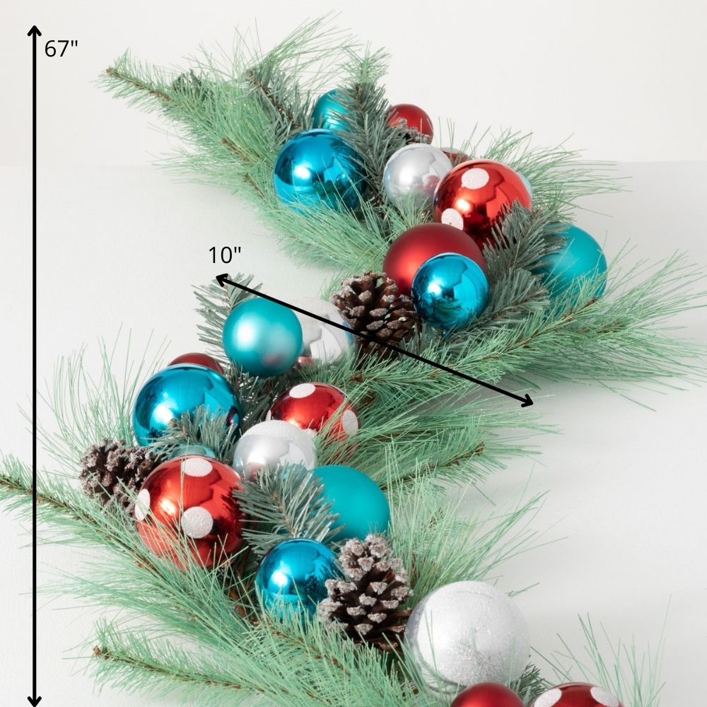Artificial Ball Ornament Garland Multicolor 67"H