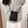 thumbnail image 4 of Yvsxxv Black Waterproof Nylon Small Drawstring Handbag Mini Crossbody Phone Bag 1Pc, 4 of 7