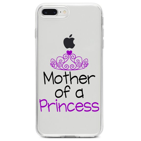 DistinctInk Clear Shockproof Hybrid Case for iPhone 7 PLUS / 8 PLUS (5.5" Screen) TPU Bumper Acrylic Back Tempered Glass Screen Protector - Mother of a Princess