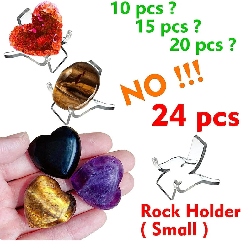 24 Pcs Rock Display Stand Rock Holder ( Small ), Crystal Stand Crystal Holder Small Easels for Display Minerals Rocks Crystals Geodes, or Other Items