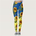 thumbnail image 2 of Gibobby Leggings térmicos para mujer Mallas con estampado de girasol para mujer, mallas deportivas de Yoga con Control para mujer, mallas de talle(Azul,CH), 2 of 5