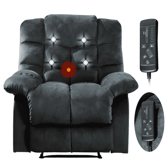 IOMOR Massage Recliner Chair for Adults, Adjustable Manual Recliner with Lumbar Support for Living Room, Modern Fabric Reclining for Bedroom, Gray