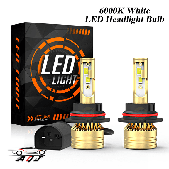 AQJ HB5/9007 LED Headlight Bulbs Hi/Low Beam, 100,000LM 600% Ultra-Bright Bulb, 6000K White, 500% Brightness with Fan, Plug-N-Play, CANbus Ready, pack of 2