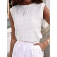 thumbnail image 4 of Women'S Eyelet Tank Tops Floral Casual Round Neck Sleeveless Fashion Beach Vacation Clothes White M, 4 of 7