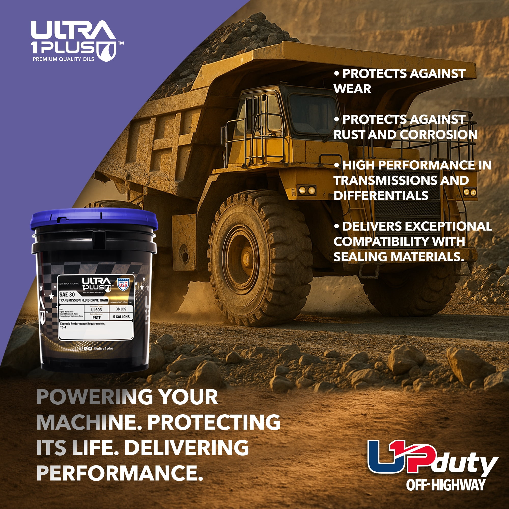 Ultra1Plus SAE 30 Transmission Fluid Drivetrain Torque, TO-4 | 5 Gallon Pail