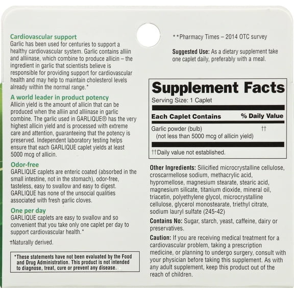 Garlique Dietary Supplement 60 Count