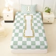 thumbnail image 3 of Feelyou Glitter Print Letter I Twin Sheet Sets for Girls, Buffalo Checkered Bedding for Kids, Green, 3pcs, 3 of 5