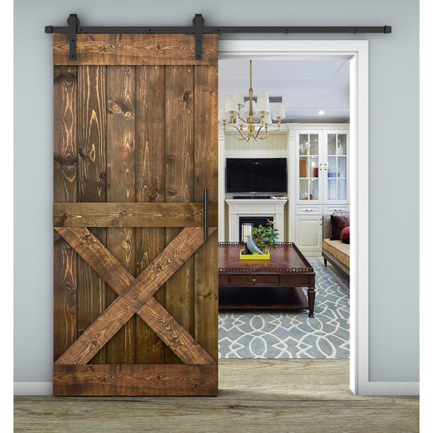 Essencaliy 38in x84in Solid Wood Barn Door, MadeinUSA Farmhouse