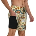 thumbnail image 3 of Balery 70s Hippie Style Mens Swim Trunks Swim Shorts for Men Quick Dry Inseam Beach Shorts with Compression Liner Pocket-Small, 3 of 9