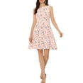 thumbnail image 2 of INSPIRE CHIC Women's Floral Print Elegant Office Sleeveless A-Line Dress Pink S, 2 of 5