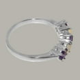 thumbnail image 4 of LBG British Made 10k White Gold Natural Amethyst & Opal October Birthstone Womens Eternity Ring - 33 size options - Size 4, 4 of 7