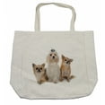 thumbnail image 1 of Puppy Shopping Bag, Chihuahua and Maltese Breed Dogs Look Same Direction on Plain Backdrop, Eco-Friendly Reusable Bag for Groceries Beach and More, 15.5" X 14.5", Cream, by Ambesonne, 1 of 2