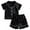 Black, variant on Fesfesfes Children's Cute Pajama Set Lapel Button Cardigan Tie Ruffle Shorts and Round Neck Top,2 Piece Summer Outfits for Toddlers,Breathable Home Nightwear Clothing Sets(Beige,4-5 Years)