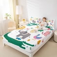 thumbnail image 4 of Homewish Green Kawaii Crocodile Queen Sheet Sets, Lion Duck Elephant Flat Sheet, Kawaii Animal Queen Fitted Sheet,4pcs, 4 of 7