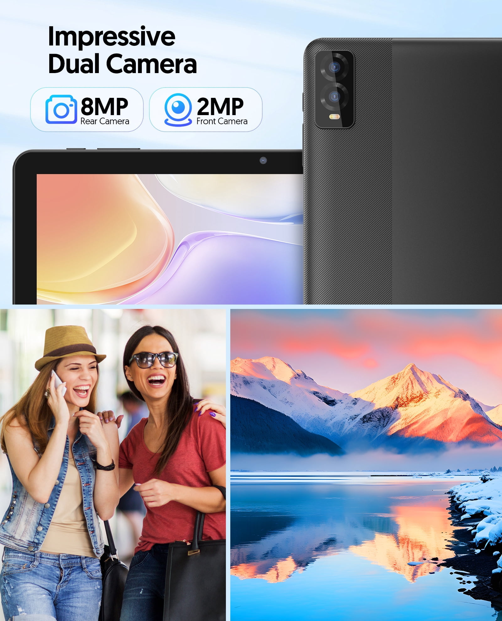 FITIFUN Android 14 Tablet 10.1 inch Tablet, 8GB RAM+32GB ROM+1TB Expandable,Octa-Core,5G Wi-Fi 6, 2+8MP Dual Camera,6000mAh Battery,1280x800 FHD IPS, Bluetooth,2 in 1 Tablets with Keyboard,Mouse,Case