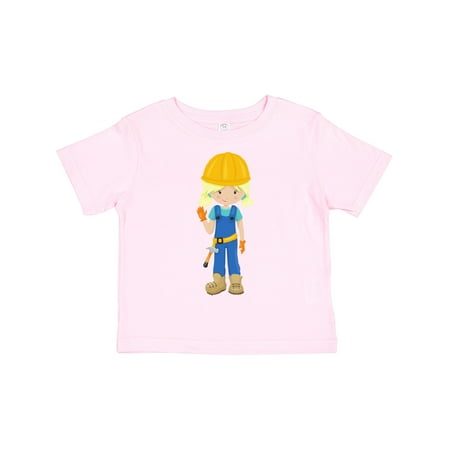 

Inktastic Construction Girl Blonde Hair Cute Girl Hammer Gift Toddler Toddler Girl T-Shirt